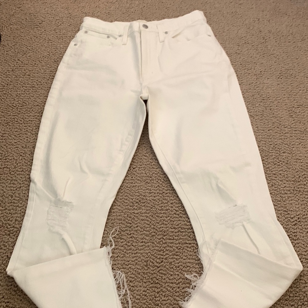 White distressed Madewell denim